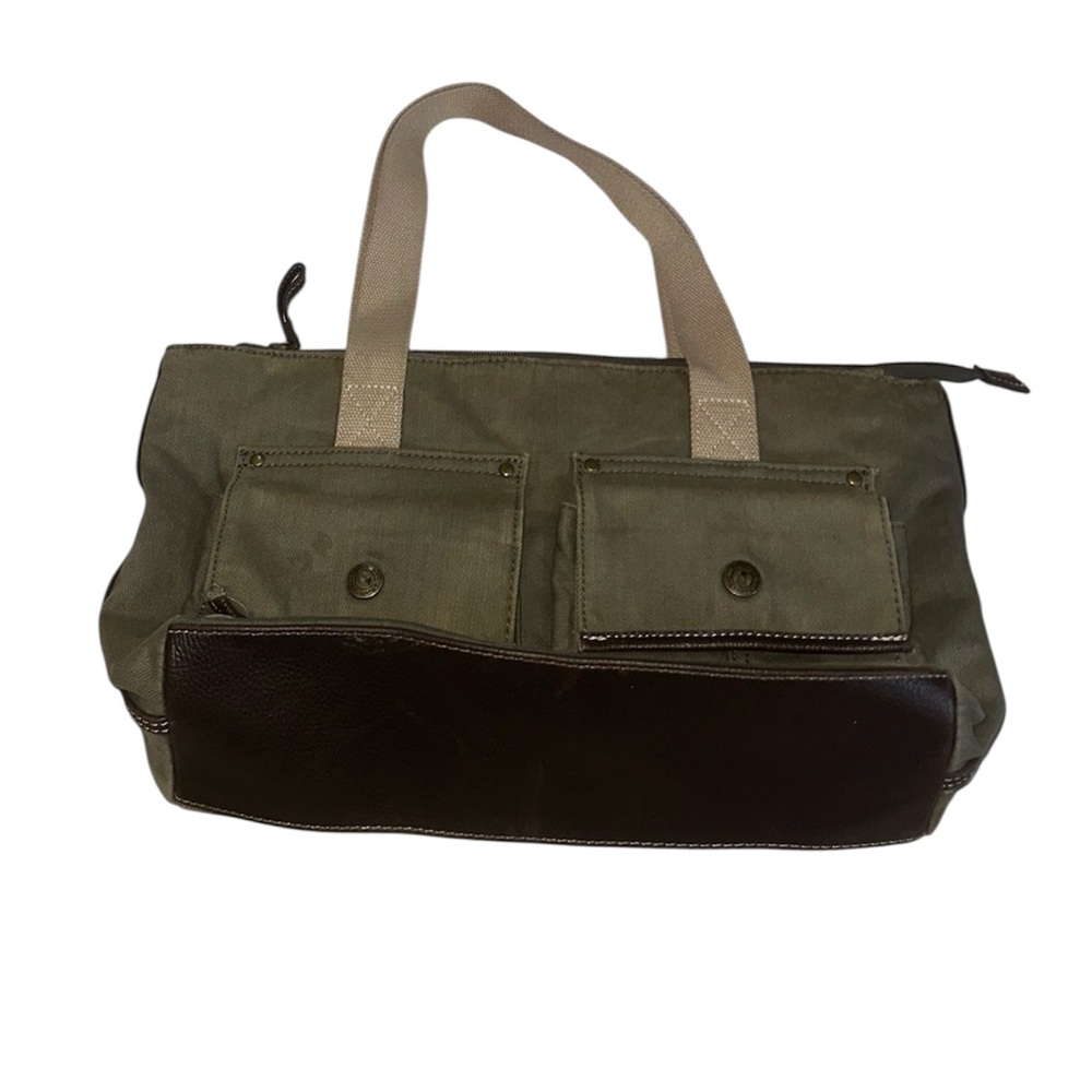 Olive Green Satchel with Dual Front Pockets - Picture 3 of 5